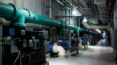 Equipment sits inside the Sweeney Water Treatment Plant, which processes water for much of New Hanover County in Wilmington, N.C., Monday, April 28, 2025.