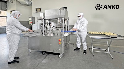 The PS-900 from ANKO Food Machine is a semi-automated system that can produce up to 900 samosas per hour with just two operators.