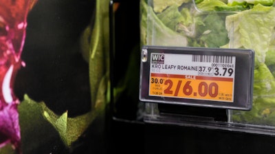 Electronic grocery labels at a Kroger store, Monroe, Ohio, Nov. 13, 2024.