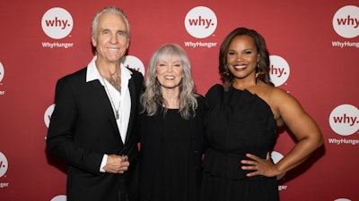Neil Giraldo, from left, Pat Benatar and Laura Coates attend the WhyHunger 50th Anniversary Chapin Awards Gala at Jazz at Lincoln Center's Frederick P. Rose Hall, June 4, 2025, New York.