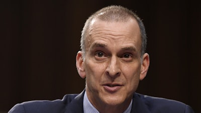 U.S. Anti-Doping Agency Chief Executive Officer Travis Tygart testifies during a Senate committee hearing, Washington, Feb. 5, 2020.