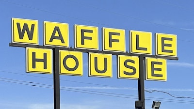 A Waffle House sign in Indianapolis, Feb. 19, 2024.