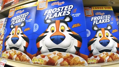 A shelf of Kellogg's Frosted Flakes cereal at a market in Homestead, Pa., Feb. 24, 2025.