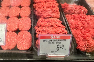 A price for beef is displayed at a grocery store in Mount Prospect, Ill., July 17, 2025.