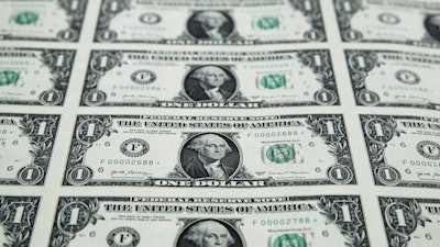 A sheet of new $1 bills at the Bureau of Engraving and Printing, Washington, Nov. 15, 2017.