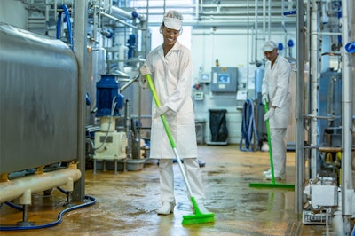 Color Coded Lime Cleaning Tools In Factory