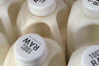 Bottles of raw milk at a store in Temecula, Calif., May 8, 2024.