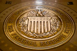 In a Feb. 5, 2018, file photo, the seal of the Board of Governors of the United States Federal Reserve System at the Marriner S. Eccles Federal Reserve Board Building, Washington.