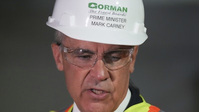 Prime Minister Mark Carney tours the Gorman Brothers Lumber sawmill in West Kelowna, B.C., August 5, 2025.