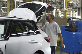 A Ford vehicle is shown on the assembly line at the Ford Louisville Assembly Plant, Monday, Aug. 11, 2025, in Louisville, Ky.