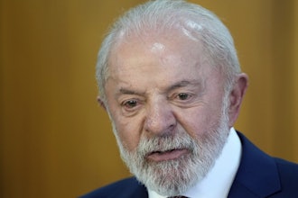 Brazil's President Luiz Inacio Lula da Silva gives a joint statement with Nigeria's President Bola Tinubu, at Planalto presidential palace, in Brasilia, Brazil, Monday, Aug. 25, 2025.