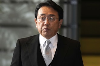 Ryosei Akazawa, newly appointed Minister in charge of Economic Revitalization, arrives at the prime minister's office in Tokyo, on Oct. 1, 2024.