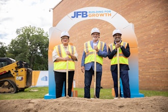 From left, General Mills Chief Innovation, Technology and Quality Officer Lanette Shaffer Werner, Chairman and CEO Jeff Harmening and CFO Kofi Bruce at a groundbreaking ceremony for the expansion of the JFB Technical Center.