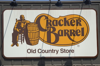 The Cracker Barrel Old Country Store logo in Pearl, Miss., is photographed, Sept. 12, 2023.