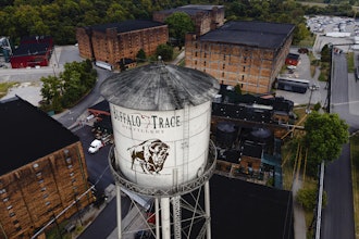 In an aerial view, the Buffalo Trace Distillery is seen on Sept. 16, 2025, in Frankfort, Ky.