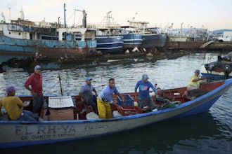 Fishermen arrive at the port in Cumana, capital of Venezuela's Sucre state, Monday, Sept. 15, 2025.