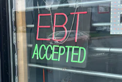 A sign advertises a store accepts Supplemental Nutrition Assistance Program (SNAP/EBT) in Louisville, Ky., Sept. 25, 2025.