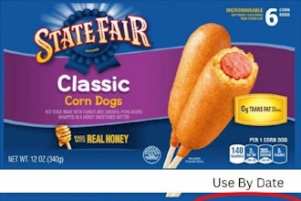 This undated image released by the U.S. Agriculture Department's Food Safety and Inspection Service shows 'State Fair Corn Dogs.'