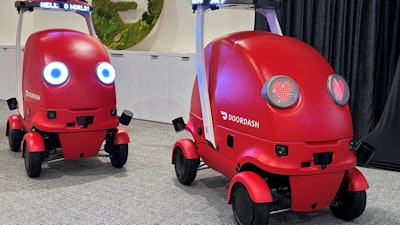 DoorDash displays its new delivery robots, Sept. 29, 2025, San Francisco.