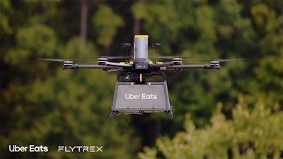 An Uber Eats package on a Flytrex drone.