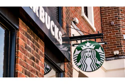 Starbucks logo outside a shop.