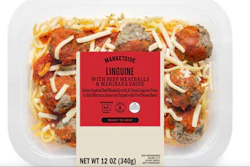 This image provided by U.S. Agriculture Department shows Marketside Linguine with Beef Meatballs & Marinara Sauce.