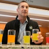 Damien Browne, vice president of research and development for PepsiCo's beverages, tastes a beverage at the company's R&D campus in Valhalla, N.Y., Sept. 19, 2025.