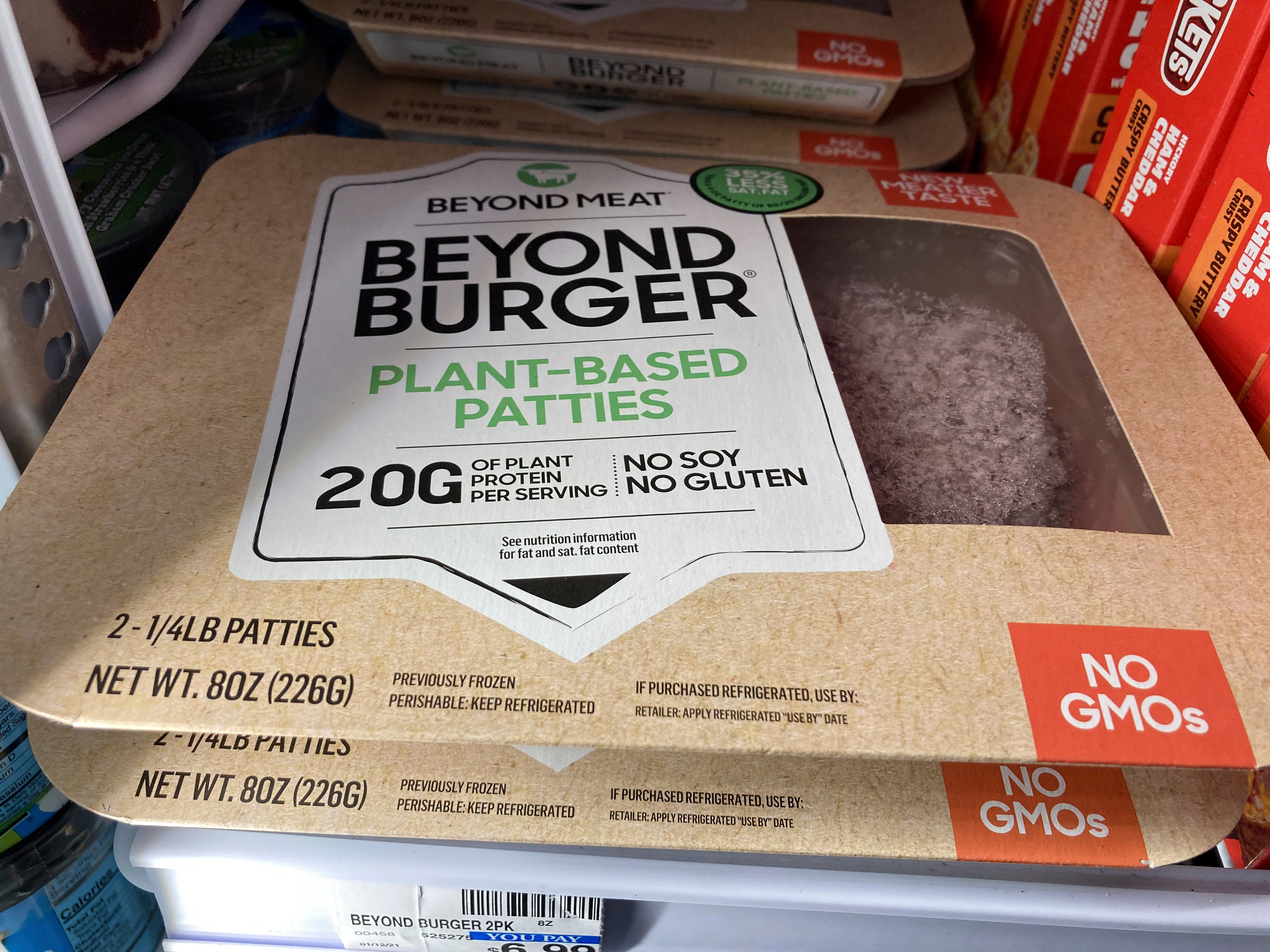 Beyond Meat Beyond Burger packages at a store in Huntingdon Valley, Pa., Feb. 22, 2022.