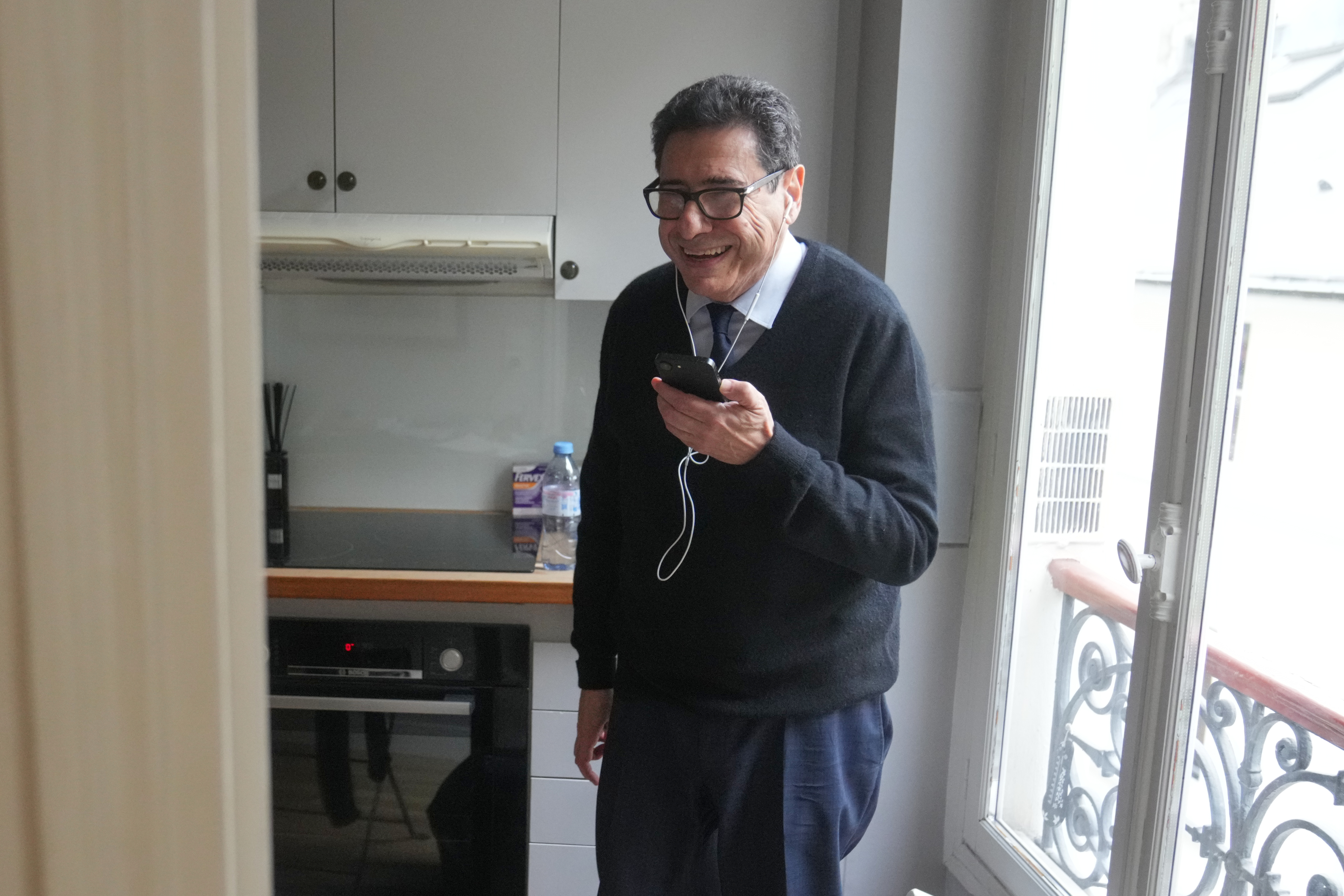 Philippe Aghion reacts after winning the Nobel prize in economics, Oct. 13, 2025, Paris.