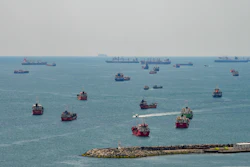 Cargo ships are anchored in the Sea of Marmara as they await to cross the Bosphorus, in Istanbul, Turkey, April 13, 2025.