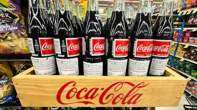 Bottles of Mexican Coca-Cola are displayed at a grocery store in Mount Prospect, Ill., Thursday, July 17, 2025.