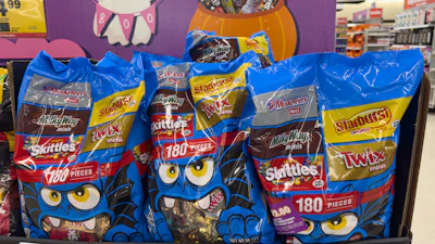 Halloween candy is displayed in a grocery store in Carmel, Ind., Oct. 20, 2025.