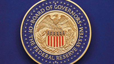 Federal Reserve seal at the Federal Reserve Board Building in Washington, Sept. 17, 2025.