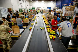 California National Guard sort produce at the Los Angeles Food Bank Wednesday, Oct. 29, 2025, in Los Angeles.