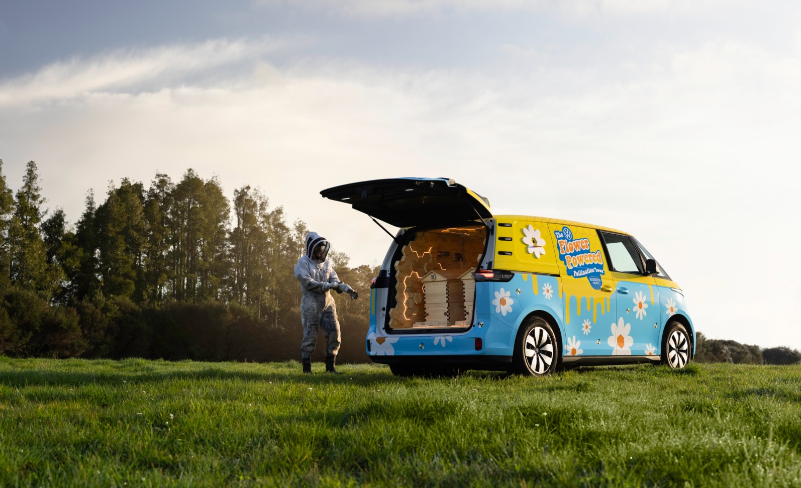 The Volkswagen ID. Buzz equipped with bee colonies.