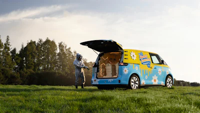 The Volkswagen ID. Buzz equipped with bee colonies.