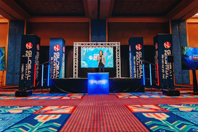 Global Industrial CEO Anesa Chaibi addresses the company's 2025 Trade Show, Lake Buena Vista, Fla., Sept. 17, 2025.