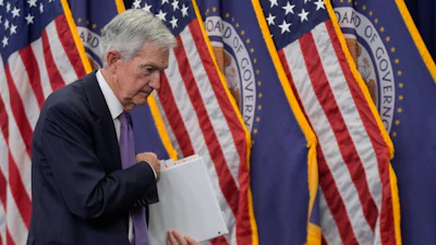 Federal Reserve Chairman Jerome Powell departs after a news conference after the Federal Open Market Committee meeting, Oct. 29, 2025.