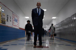 Lackland Independent School District Superintendent Dr. Burnie Roper stands in a hallway at the Virginia Allred Stacey Jr./Sr. High School, Nov. 3, 2025, San Antonio.