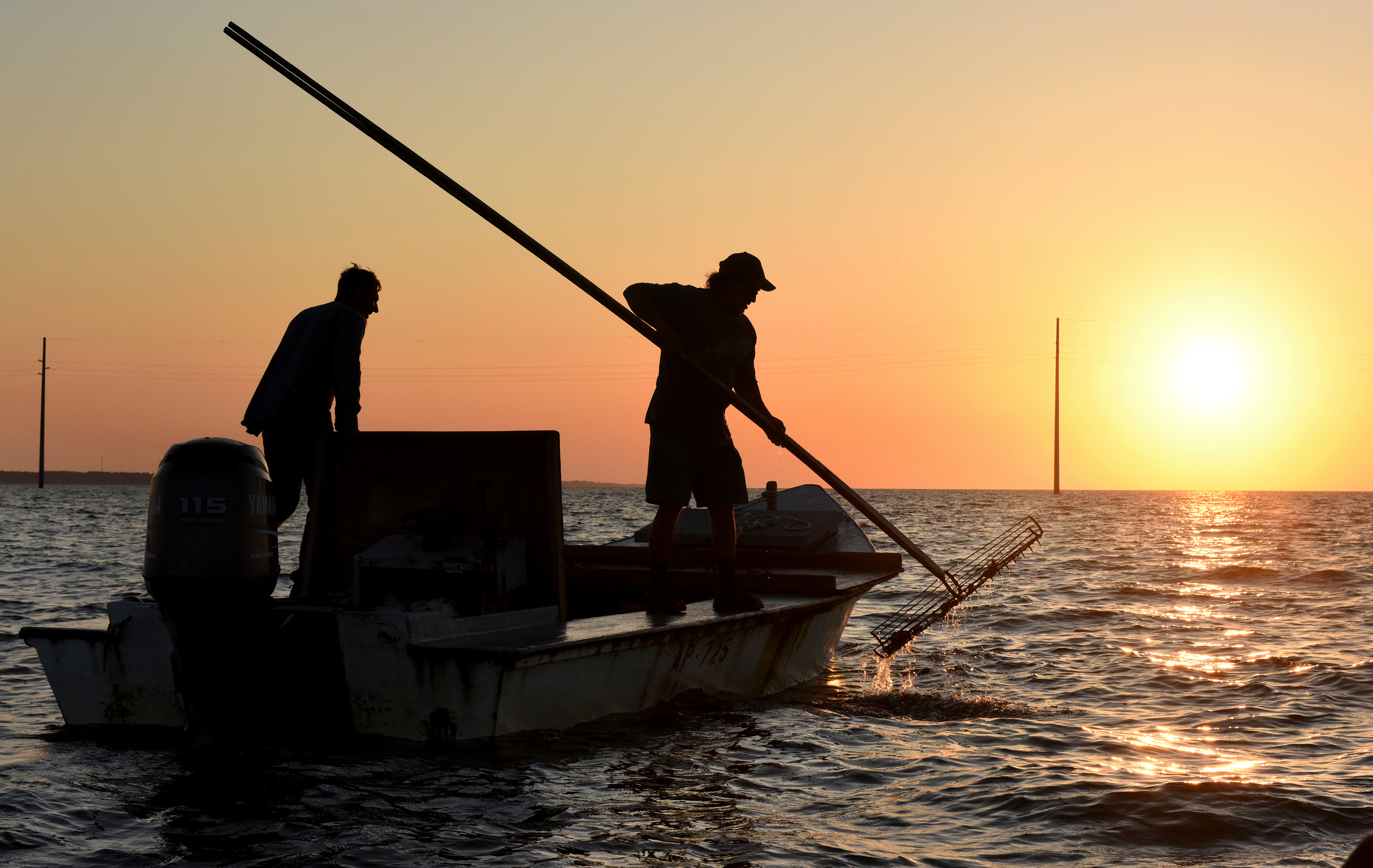 The work day begins early for oyster harvesters on May 25, 2016, in the Florida panhandle's Apalachicola Bay.
