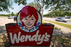 A sign is seen at a Wendy's restaurant Tuesday, Aug. 5, 2025, in Garland, Texas.