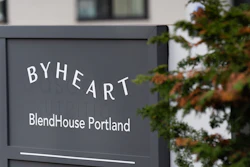 A sign for ByHeart, a manufacturer of organic baby formula, outside the company's plant in Portland, Ore., Nov. 11, 2025.