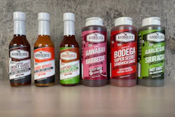 A variety of Adoboloco sauces from Hawaii's island of Maui are displayed in New York.