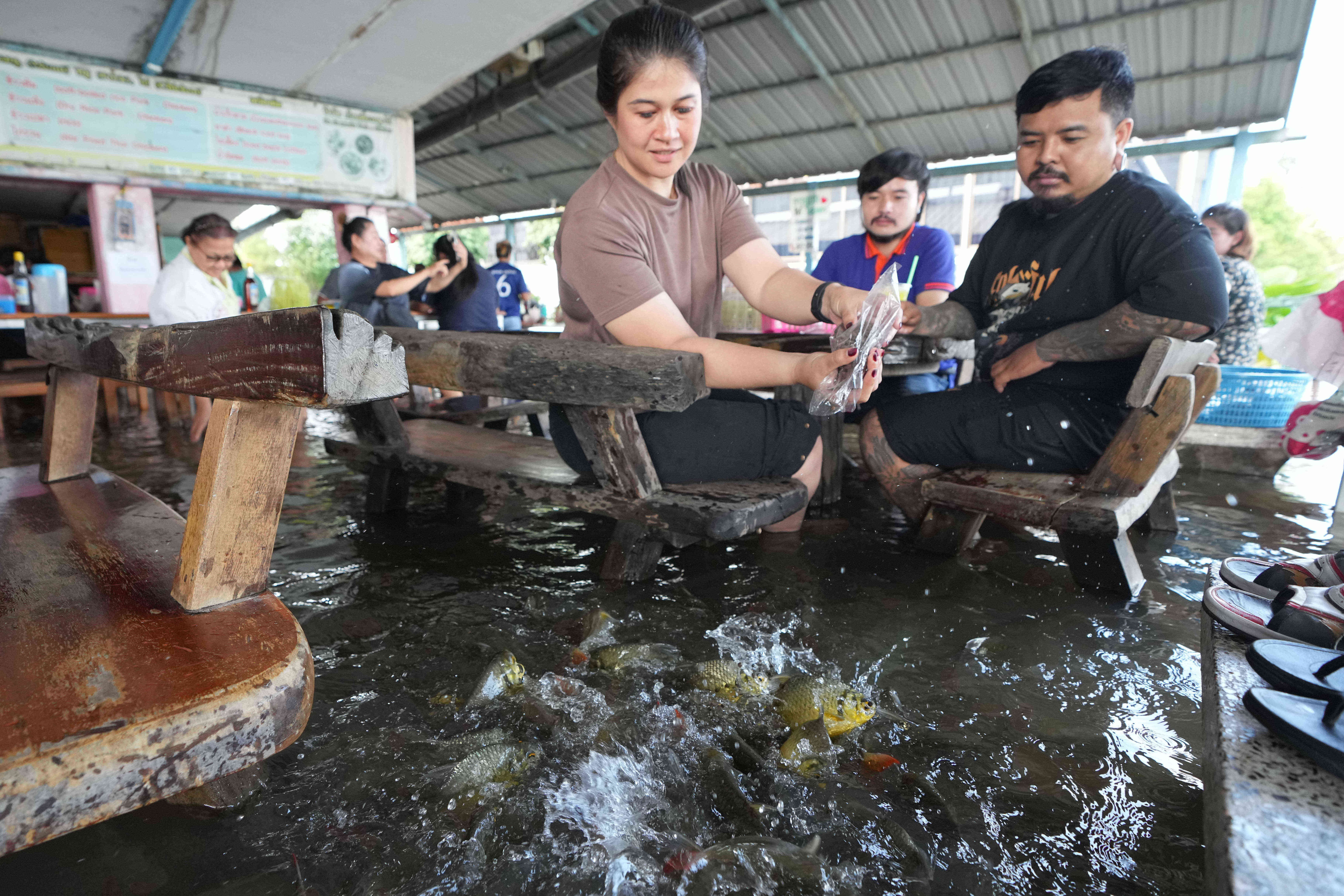 Diners at the Pa Jit restaurant in Thailand's Nakhon Pathom province, Nov. 14, 2025.