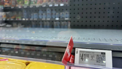 ByHeart infant formula has been removed from shelves of a Walmart store in Temecula, Calif., on Nov. 16, 2025.