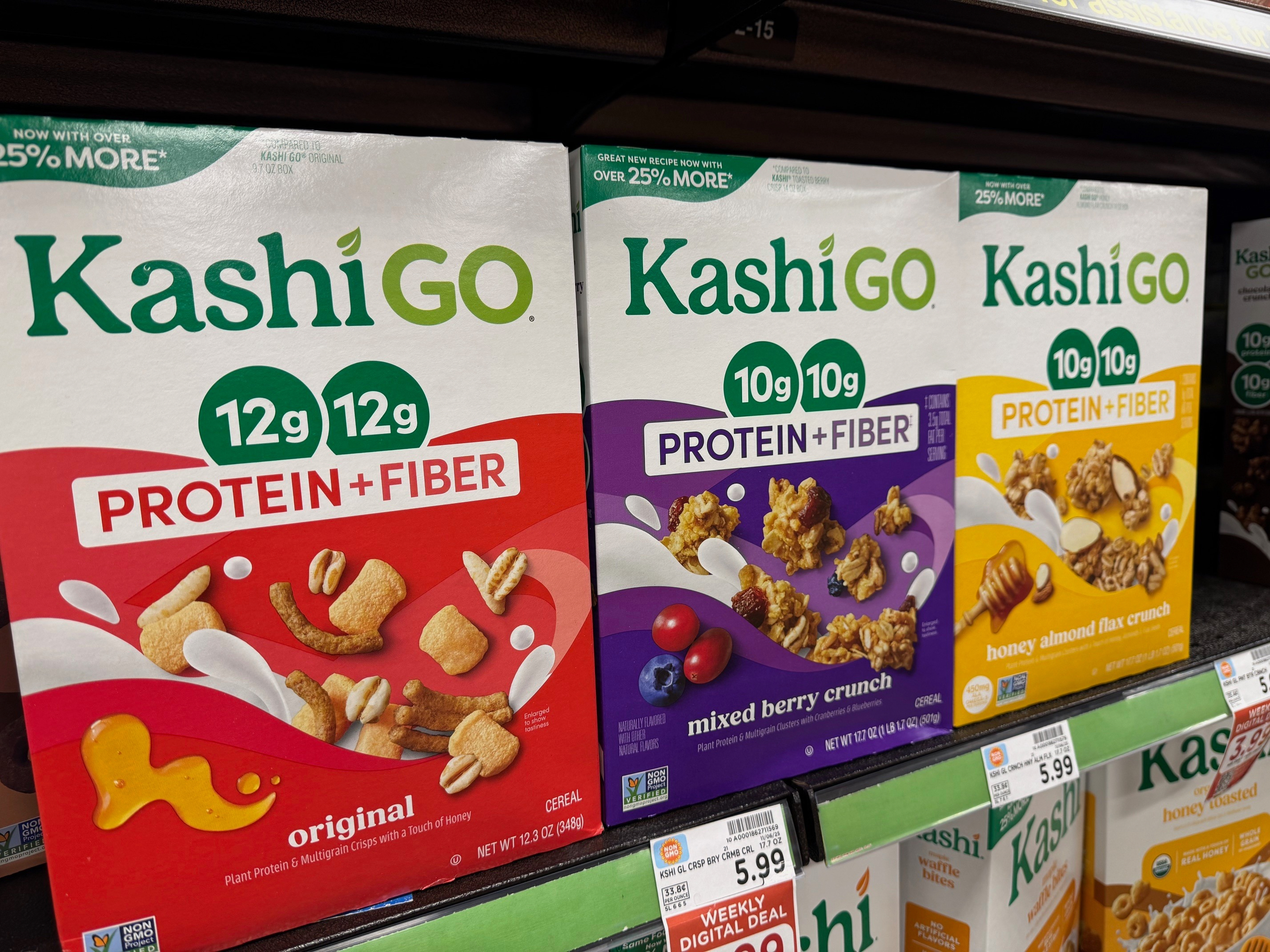 Boxes of cereal at a Kroger grocery store, Ann Arbor, Mich., Nov. 18, 2025.