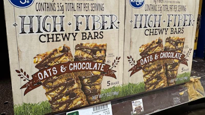 Cereal bars promoting fiber sit on a shelf at a Kroger grocery store, in Ann Arbor, Mich., Tuesday, Nov. 18, 2025.