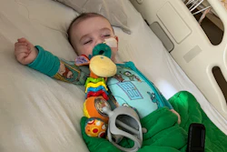 This March 2025 photo provided by Amy Mazziotti shows Hank Mazziotti, 8 months, being treated for infant botulism in Los Angeles.