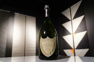 A bottle of Dom Perignon Vintage 1961 champagne, specially produced for wedding of The Prince of Wales and Lady Diana in 1981, pictured in Lyngby, Denmark, Dec. 3, 2025.