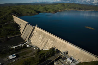 An aerial view of Friant Dam, Friant, Calif., March 7, 2025.